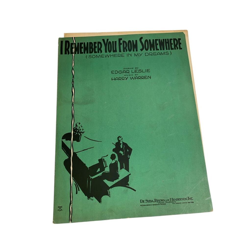 1930 I Remember You From Somewhere Sheet Music Leslie Warren